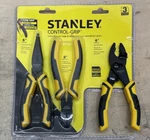 Stanley 84-056 3-PIECE Bi-material Pliers Set Long Nose, Diagonal, Slip Joint. Fixed Price $29.00.