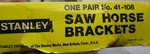 Vintage Pair Stanley Saw Horse Brackets NO.41-108. Fixed Price $30.00.