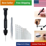 Compact Precision Pin Vise Drill Kit With 25 Adjustable Bits For Easy Handling. Fixed Price $12.99.