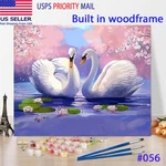 Wood Framed Diy By Number Kit Acrylic Painting Home Decor - Swans Lake. Fixed Price $17.99.