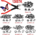 130X Assorted Hose Clamp Stainless Steel Ear Cinch Rings Crimp Pinch Set Pliers. Fixed Price $21.59.