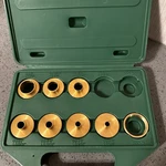 Woodcraft Router Guide Bushing Kit Brass Set With Case - 8 Pieces. Fixed Price $20.00.