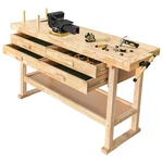 Olympia Tools Rubber Hardwood Workbench With 4-DRAWERS & Double Clamp. Fixed Price $279.99.