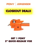 Pony Jorgensen 30105 Heavy Duty Bench 5-INCH Quick Release Vise. Fixed Price $150.00.