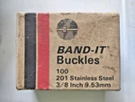 Band-it Bukles C253 EDP13253 3/8 Inch 9.53MM 201 Ss 100 Nos Box. Fixed Price $126.05.