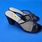 Sugar Mahala Womens Black Mesh Block Heel Slide Sandals Size 9M Slip On Mules. Fixed Price $20.00.