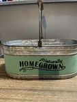 Rustic Farmhouse Homegrown Galvanized Garden Trug With Handle Decor Unique. Fixed Price $39.95.