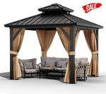 10X10 Ft Hardtop Gazebo,galvanized Aluminum Framed Double Roof Netting & Curtain. Fixed Price $565.99.