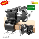 Bench Vise 6" 2-IN-1 Heavy Duty 270 Swivel Base With Soft Jaws Diy Shop. Fixed Price $117.81.