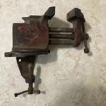 Vintage Japan, Red Clamp On Bench Table Vice Swivels With Anvil Hobby Work. Fixed Price $13.54.