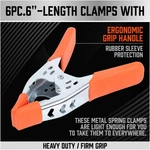 6PCS 6" Heavy Duty Spring Clamps Metal Woodworking 2.5" Jaw Opening. Fixed Price $12.10.