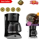 Deluxe 12-CUP Black Coffee Maker With Reusable Filter For Mess-free Brewing. Fixed Price $67.99.