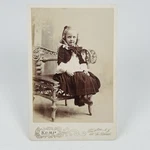 Cabinet Card Circa 1890S Kemp, Trenton Nj Young Girl With Curls Wicker Bench. Fixed Price $9.99.