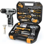 Soarfly Upgraded 180 Piece Tool Set Box With 8V Cordless Drill, Hand Se.... Fixed Price $63.53.