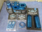 Bikes Bmx Mix Lot-pegs, Narler, Eluder Headset, Champ Clamp, Tensioner Blue. Fixed Price $125.00.