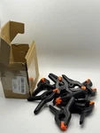 Spring Clamps 12 Pack Black Plastic Quick Grip Clips Orange Tips Workshop Set. Fixed Price $19.99.