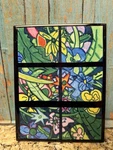 Hand Painted Ooak Ceramic Tile Panel Stained Glass Look Artsy Unique 8X6. Fixed Price $39.00.