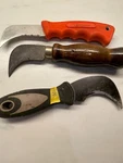 3 Curved Blade With Wood Handle Linoleum Carpet Warner Usa Knife Knives. Fixed Price $19.99.