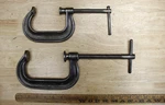 2 Vntg Williams Heavy Duty Deep Throat 'c" Clamps, Incl. 404-4",& 403-3",XLINT!. Fixed Price $39.99.