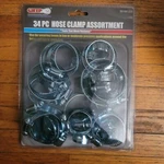 34 Pc Hose Clamp Assortment, Zinc Plated 8 Sizes, Worm Gear Drive, Grip 55166. Fixed Price $23.95.