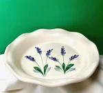 Emerson Creek Pottery 10 Pie Plate Hand Painted Lavender Floral Ruffled Edge. Fixed Price $19.50.