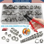 100/260PCS Hose Clamps Single Ear Stainless Steel Air Water Fuel Pipe Clips Kit. Fixed Price $43.90.