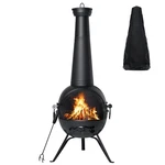 55IN Chiminea Outdoor Fireplace Patio Pit Wood Burning Heater Cast Iron Lid. Fixed Price $128.95.