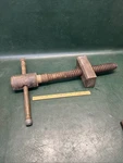 Large 24" Primitive Antique Wooden Clamp Press Adjustable Screw Vise. Fixed Price $45.00.