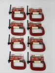 New Lot Of 8 Jet 2.5" C-clamp Red Heavy Duty Steel 51523 1-7/16" Throat Depth. Fixed Price $64.00.
