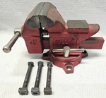Vintage 3-1/2" Red Fuller Bench Vise With Swivel Base Removable Jaws Anvil. Fixed Price $39.96.
