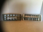 (2) Vintage Mid Century Metal Lever Release Bar Ice Cube Trays. Fixed Price $20.00.