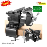Bench Vise 4-1/2" 2-IN-1 Heavy Duty 270 Swivel Base With Soft Jaws Diy Shop. Fixed Price $83.68.